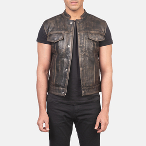 Chaleco Casual de Invierno para Hombre, Nuevo Estilo, Cuero Genuino, Cuello Redondo, Decoración de Encaje, Resistente al Viento y Transpirable - Product Image 5