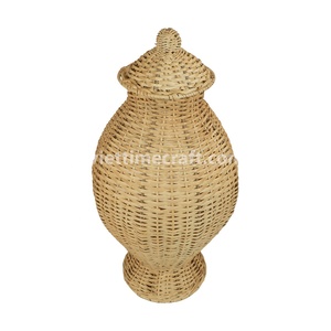 Jarrón Decorativo de Mimbre, Jarrón de Almacenamiento Grande Hecho a Mano de Mimbre y Ratán con Asas - Product Image 4