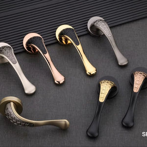 Manija de Puerta de Lujo Moderna con Cerradura de Embutir de Doble Panel de Aleación de Zinc y Doble Palanca para Muebles de Dormitorio y Hogar - Product Image 1