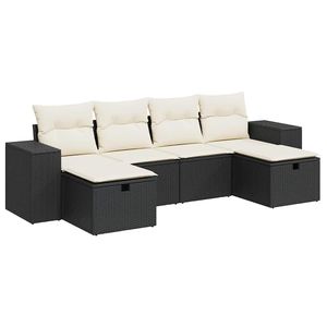 Conjunto de Sofá Mediano para Jardín en Negro y Crema, Colección de Ratán PE - Product Image 2