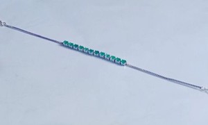 Natural Emerald <b>Adjustable</b> Stone <b>Bracelet</b> Sterling Silver White <b>Gold</b> Plated Luxury Elegant May Birthstone Wedding Jewelry Gift - Product Image 2