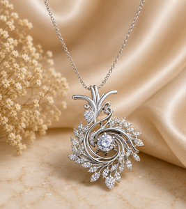 Collier pendentif diamant rond en or 18 carats, design ruban torsadé, bijoux fins élégants et luxueux, cadeau d'anniversaire pour femmes - Product Image 2