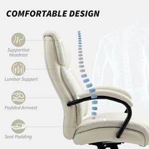 Sedia da Ufficio Direzionale Robusta Bianco Crema con Ruote Girevoli (Base in Nylon Certificata BIFMA) - Product Image 6