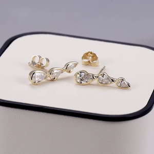 Boucles d'oreilles en diamant taille poire, or massif 18 carats, couleur D naturelle, certifiées GIA, style classique pour femme - Product Image 4