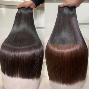 Extensions de cheveux humains vierges Remy 100% bruts bon marché en gros paquets de cheveux raides noirs naturels avec machine à double trame - Product Image 3