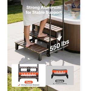 Escalera para Piscina de 3 Peldaños con Barandilla, Capacidad de 550 Libras, 32.3 Pulgadas de Ancho, Acero y Plástico, Fácil de Montar - Product Image 2
