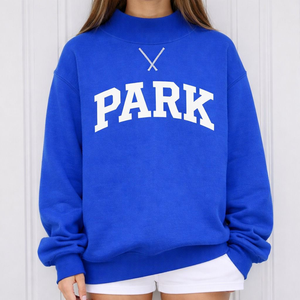 เสื้อสเวตเชิ้ตคอกลมโอเวอร์ไซส์พิมพ์ลาย Chill Letter สำหรับผู้หญิง ผ้าฝ้าย 100% ทรงไหล่ตก สไตล์ถักนิตติ้งสำหรับฤดูใบไม้ร่วง - Product Image 2