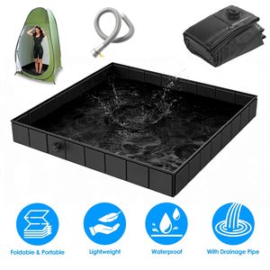 Doccia da Campeggio Portatile in PVC Pieghevole da 41 Pollici con Tubo di Scarico per Escursioni e Camper - Product Image 1