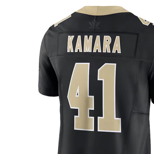 Maillot de football américain personnalisé pour homme, noir, numéro 41, col en V, manches courtes, respirant, anti-transpiration, polyester, coupe athlétique, taille adulte - Product Image 2