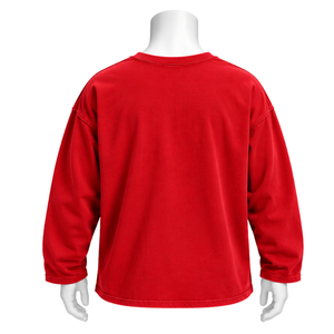 <b>Red</b> Reversed LS Tee <b>Oversized</b> Long Sleeve Cotton T <b>Shirt</b> Washed Finish Drop Shoulder Casual Streetwear Loose Fit Everyday Top - Product Image 2