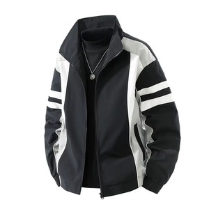 Conjunto deportivo de contraste de color, pantalones de nailon impermeables y resistentes al viento, ropa deportiva con cremallera para hombre - Product Image 2