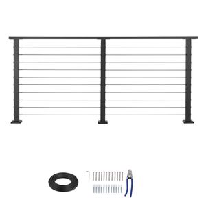 Kit Completo Ringhiera a Cavo da 6,5 piedi, Corrimano in Acciaio Inossidabile Nero Opaco Alto 35 Pollici, Tagliabile per Scale Interne/Esterne - Product Image 1