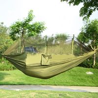 Hamac portable en nylon pour 2 personnes avec une charge maximale de 600 lb, moustiquaire extérieure pour la randonnée et le camping, lit suspendu camouflage
