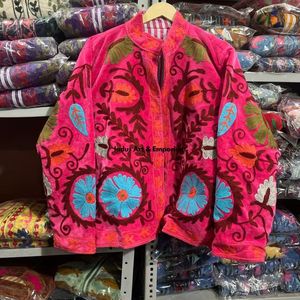 Indian Handmade Suzani Cotton Jacket Hand Embroidered Short Jacket Unisex Coat Handmade Suzani Short Jacket - Product Image 3