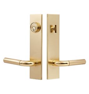 Manija de palanca para puerta de acero inoxidable color latón mate, personalizable para el hogar, con barra de paso, herrajes para manija de puerta - Product Image 1