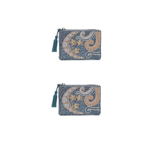 Pochette à monnaie ethnique en perles de rocaille avec motifs de broderie complexes, porte-monnaie perlé, pochette à monnaie brodée Piment - Product Image 4