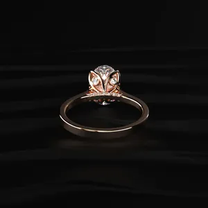 Anillo de Diamante Solitario Ovalado de 1 Quilate con Diseño Floral de Catedral, Anillo Exclusivo de Lujo para Novia con Claridad VVS-VS - Product Image 4