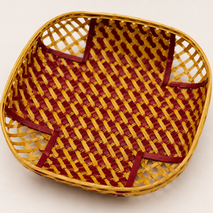 Cesta de Carrom de Bambú Hecha a Mano |   Cesta Decorativa de Bambú Tejida |   Cesta Ecológica para Almacenamiento y Servicio, para Decoración del Hogar - Product Image 2