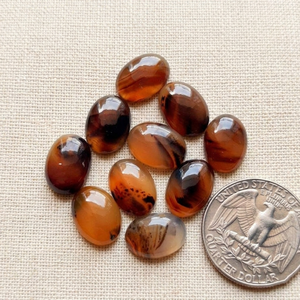 Cabochons ovales en agate du Montana, tailles calibrées, dos plat, poli miroir, pierres précieuses artisanales pour pendentifs, vente en gros pour fournisseurs - Product Image 1