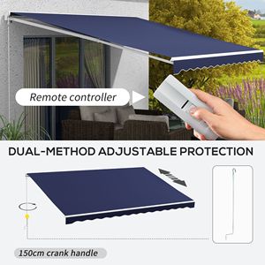 Tenda Parasole Elettrica Retrattile Blu 16FT X 10FT con Telecomando e Manovella per Terrazza e Balcone - Product Image 4