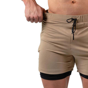 Men's Sporty Solid Eco-Friendly Anti-Wrinkle Breathable Quick Dry Woven Double <b>Layer</b> Zipper Pocket Cotton Spandex Running - Product Image 5