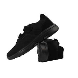 2026 Low MOQ Comfortable Breathable Black Knitted Casual Shoes with <b>Adjustable</b> <b>Strap</b> Lightweight Rubber Sole All Seasons Use - Product Image 1