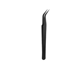 Pince à épiler professionnelle ZHI JIA en acier inoxydable courbé, antistatique, noire, pour nail art, pincement coudé, extraction de nids d'oiseaux, greffe de cheveux - Product Image 4