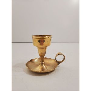 Elegante Candelabro Antiguo de Latón - Portavelas Portátil de Metal Dorado con Anillo de Agarre, Bandeja para Velas al por Mayor - Product Image 5