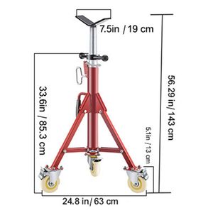 Adjustable Height 28 52 Inch 2500LBS Casters Folding Portable <b>Pipe</b> Jack <b>Stand</b> V-Head <b>Pipe</b> Jacking Machines - Product Image 3