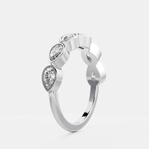 1.50 CT East West Pear Lab Grown <b>Diamond</b> Half Eternity <b>Ring</b> 14K Solid Yellow Gold Bezel Set Stacking Band Wedding <b>Ring</b> - Product Image 3