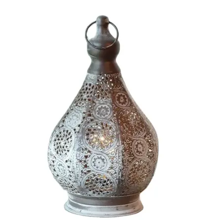 Lanterna de mão em ferro dourado para decoração de mesa de festas, ornamental árabe muçulmano do Ramadã