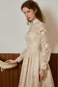 Wholesale <b>Dress</b> Elegant Floral Lace ELISA Jacquard <b>Dress</b> with Cotton Double Layers Women Cotton Double Layers Jacquard <b>Dress</b> - Product Image 4
