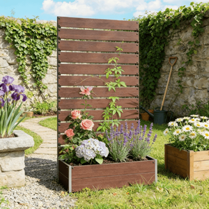 แปลงปลูกผักยกพื้นพร้อมโครงตาข่ายตกแต่งสวยงาม รั้วและประตูโครงตาข่ายสำหรับเข้าถึงแปลงปลูกและตกแต่งสวน - Product Image 1