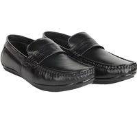 Chaussures décontractées Ashwin pour hommes en cuir véritable noir importé, mocassins confortables, souples et flexibles, pour le bureau, toutes saisons, couleur unie