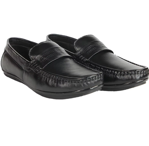 Mocassins Ashwin pour hommes en cuir véritable noir, confortables, souples, décontractés, pour le bureau, toutes saisons, motif uni - Product Image 1