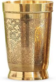Vaso de Vidrio de Latón Puro con Elegante Diseño en Relieve, Vaso Tradicional Hecho a Mano para Agua, Jugo, Decoración del Hogar - Product Image 5