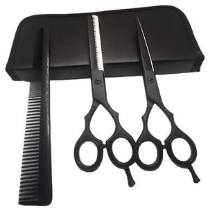 กรรไกรตัดผมตรง J2 Barber ใบมีดสแตนเลส 4Cr13 ปลายทู่ 28 ซี่ฟัน สำหรับซอยผม ใช้ได้กับคนถนัดขวา ด้ามจับสั้น - Product Image 1