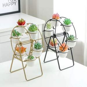 Macetero Moderno de Metal con Forma de Rueda de la Fortuna para Suculentas, Soporte Giratorio para Plantas, Macetero Decorativo de Sobremesa - Product Image 1