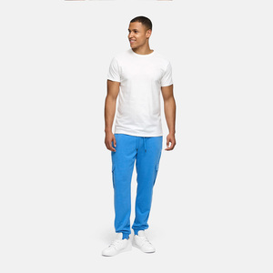 Pantalon de jogging cargo bleu pour homme, taille élastique avec cordon de serrage, décontracté, multi-poches, en coton mi-lourd, idéal pour le printemps - Product Image 6