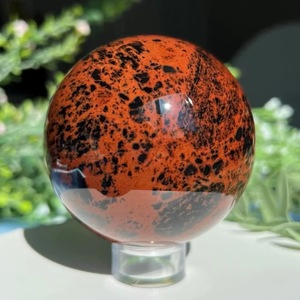 Wholesale Dynamic <b>Crystal</b> Natural Red Obsidian <b>Crystal</b> Ball Quality Semi-Precious Stone Craft Carved Gemstone Home Decoration - Product Image 4