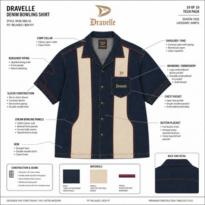 Camisa Retro con Cuello Cubano, Estilo Urbano, Oversize, Blanca con Parches, Unisex, Color Índigo Claro, con Botones, Prenda de Fábrica - Product Image 6