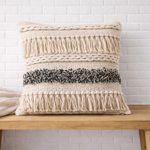 High Quality Modern Boho Style Pillowcover 16x16 Soft Lightweight Handloom Cotton Bohemian <b>Bed</b> <b>Sofa</b> Decor Pillowshams - Product Image 5