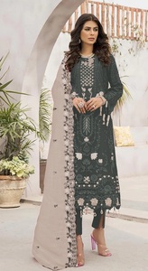 Salwar Kameez moderne semi-cousu en faux georgette brodé pour mariage et Diwali - Product Image 4