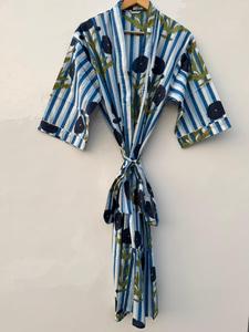 Bata Kimono Estampada 100% Algodón para Mujer |   Bata de Estar por Casa Ligera con Estampado Floral |   Kimono de Verano Transpirable con Logotipo Frontal - Product Image 1