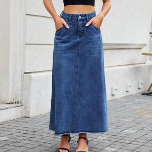 High Quality Women's Retro Slim Fit Denim Skirt Casual & Streetwear Fashion With Natural Waistline Wholesale Costumes Skirt - Product Image 6