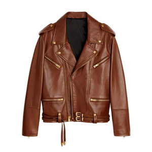 YOUSAF VIEW CO. 2026 High Quality Lady Vintage Motorcycle PU Jacket Gold Zip Women Windproof Lightweight Regular Length - Product Image 1