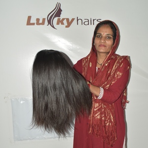 Lace transparente de qualité salon, cheveux indiens Remy lisses sur mesure, double trame machine, avec clips/tissage, effet naturel de la ligne des cheveux - Product Image 4