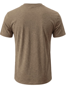 Men's Short Sleeve V-Neck Button-<b>Up</b> T-Shirt Solid Color Jersey Knitted Cotton Blend Casual Regular Fit Breathable 180g Top - Product Image 2
