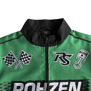 Custom Unisex Racing Motorcycle <b>Bomber</b> <b>Jacket</b> Full Zip Windbreaker % Cotton <b>Summer</b> Embroidered Logo Streetwear Motorsport - Product Image 5