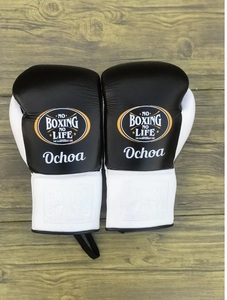 Top Quality No Boxing No Life Black & White Real Cowhide <b>Leather</b> MMA Training Boxing Gloves Lace-Up Unisex Lightweight Customize - Product Image 4